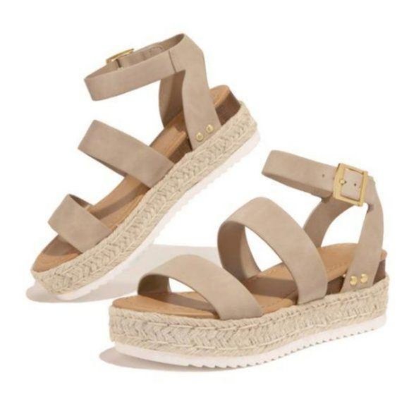 Shoes - Espadrille Sandals in Taupe